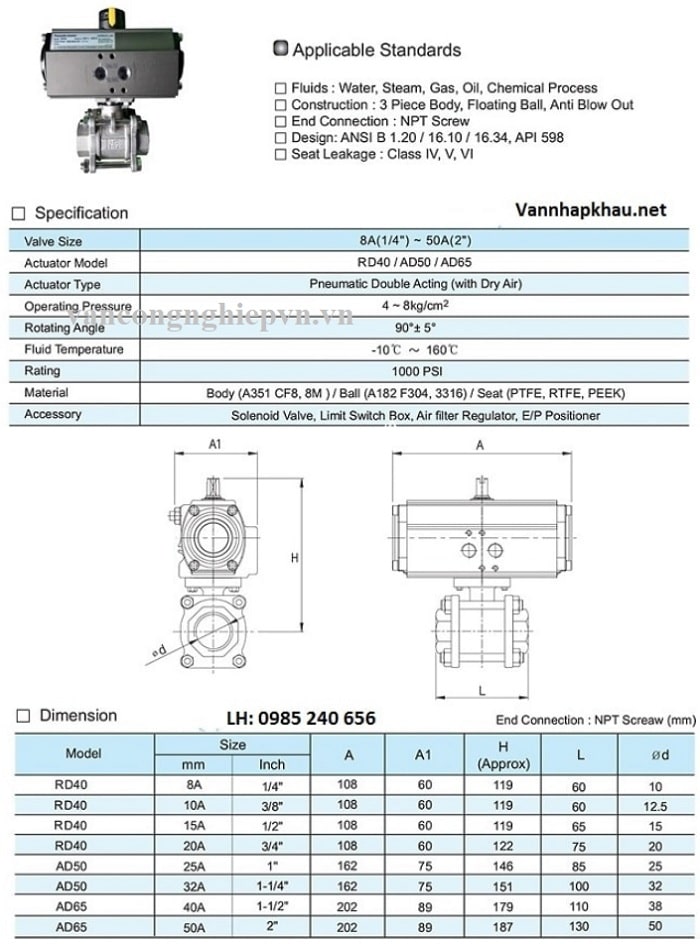 catalogue van bi điều khiển khí nén