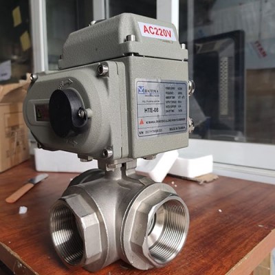 Van bi 3 ng&atilde; inox điều khiển điện Đ&agrave;i loan