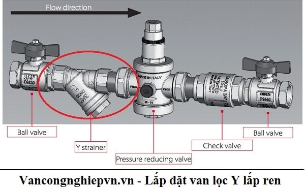 lắp đặt van lọc y nối ren