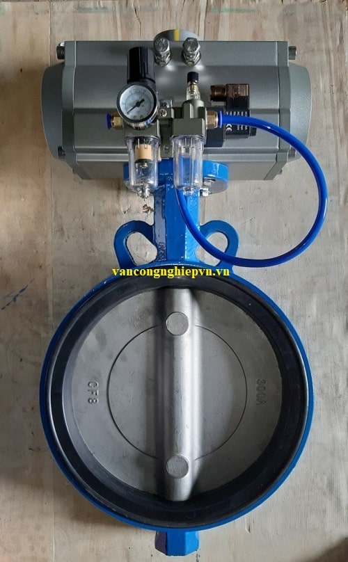 Van bướm gang điều khiển khí nén DN100
